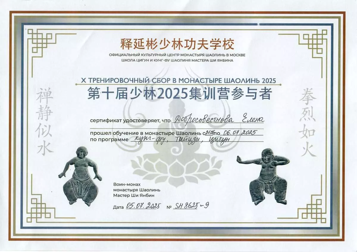 Диплои инструктора Елены Добросовестновой